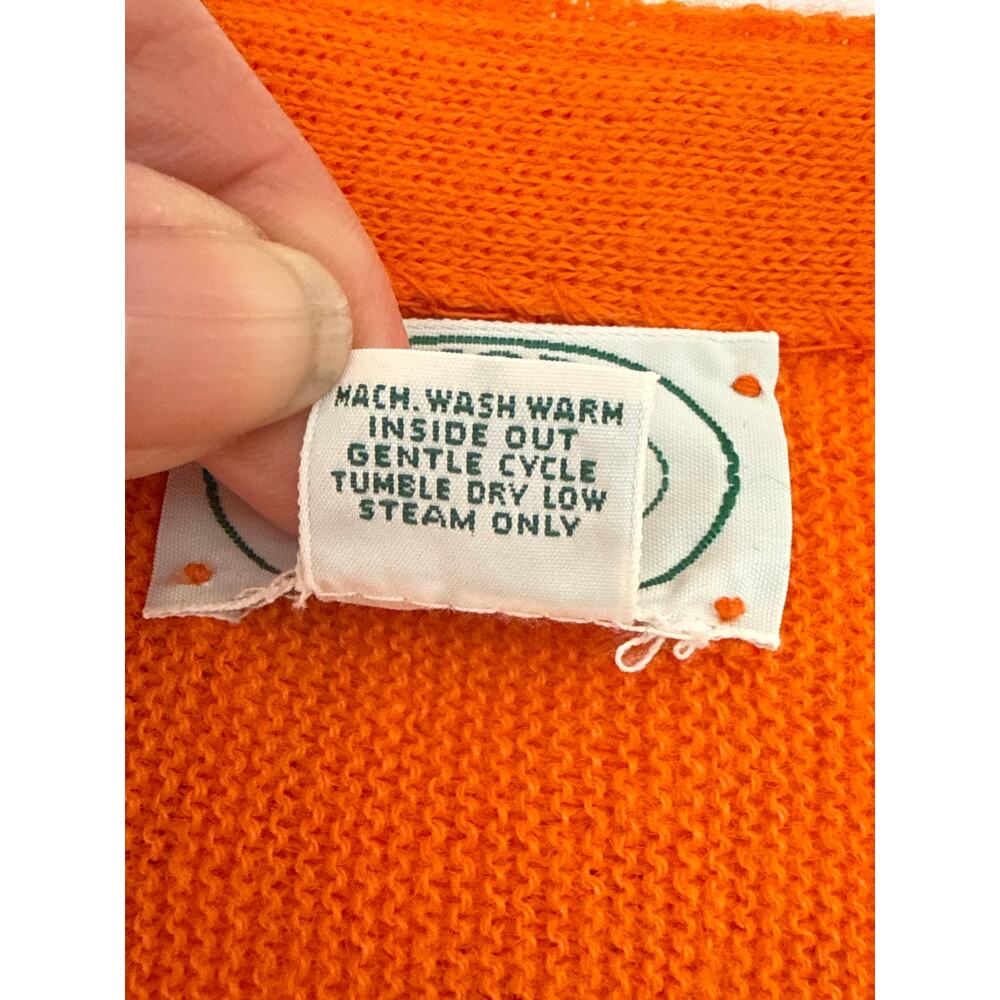 Vintage IZOD Lacoste Cardigan Mens L Orange Orlon Acrylic USA Made 70s 80s - Picture 4 of 9